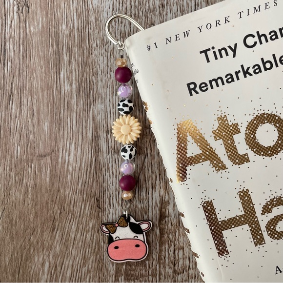 Bookmark Cow Handcrafted Artisan Beaded Metal Journal Gift Read Book - Picture 3 of 3